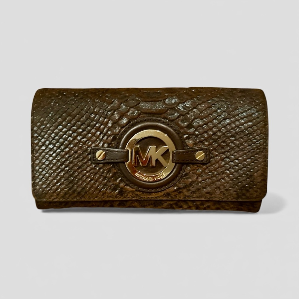 Michael Kors Brown Textured Clutch